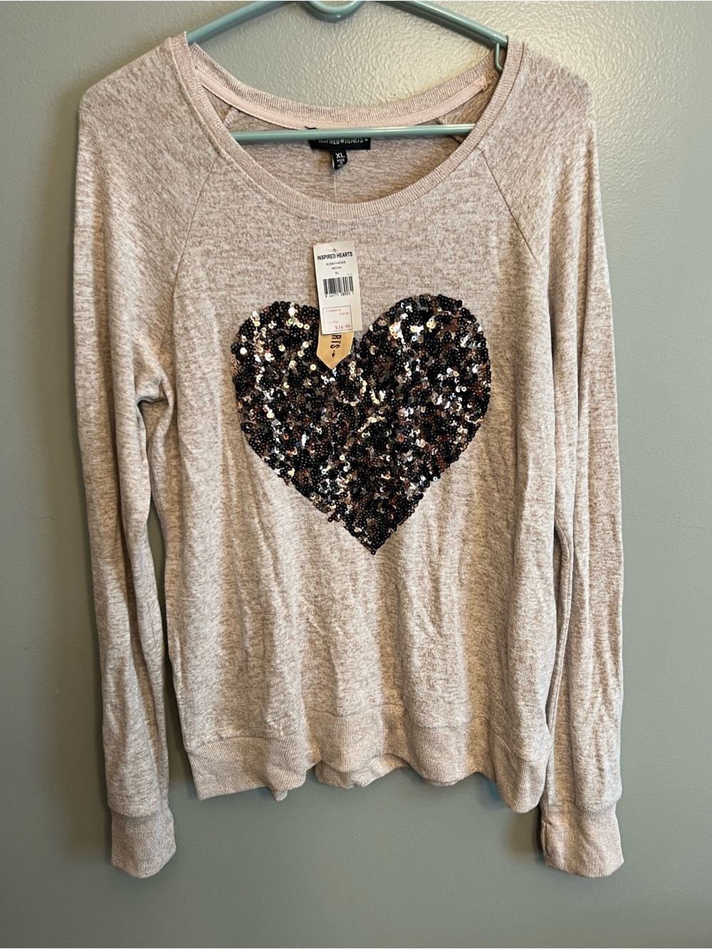 Inspired Hearts Heathered Mauve Swester with Subtle Marled Texture